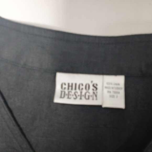 Chicos Design 100% Linen Collarless Long Sleve Button Down Top. Size XL(3) - Picture 4 of 7